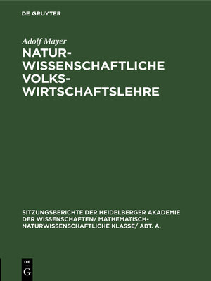 cover image of Naturwissenschaftliche Volkswirtschaftslehre